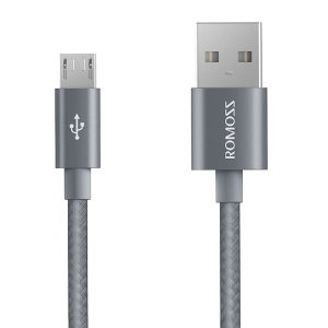 Romoss Micro USB to USB Nylon Braided 1m Cable Silver