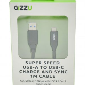 GIZZU USB3.1 A to USB-C 1m Cable Black