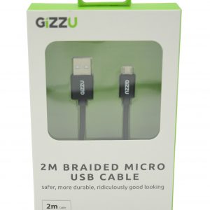 GIZZU Micro 2m USB Braided Cable Black