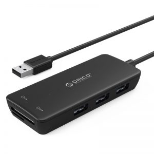 Orico 3 Port USB2.0 Hub With TF and SD Card Reader Black