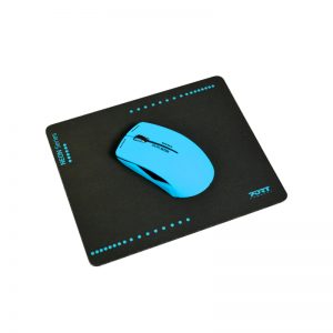 Port Connect NEON Wireless Mouse with Mousepad Blue