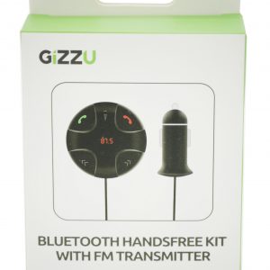 GIZZU Bluetooth Handsfree Kit with FM Transmitter Red LED Interface [1 x Micro SD Slot Supports (512MB Max)