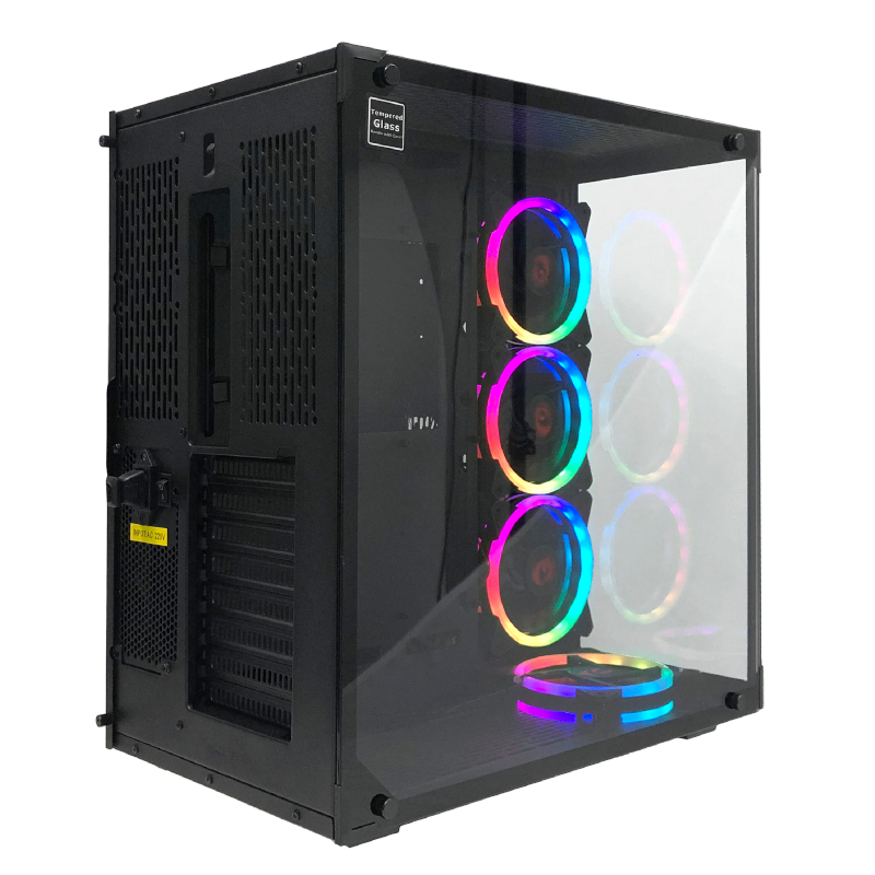 Redragon WIDELOAD RGB Tempered Glass Front/Side|3xRGB Fan|ATX|Micro ATX|Mini ITX|EATX|390mm GPU Black